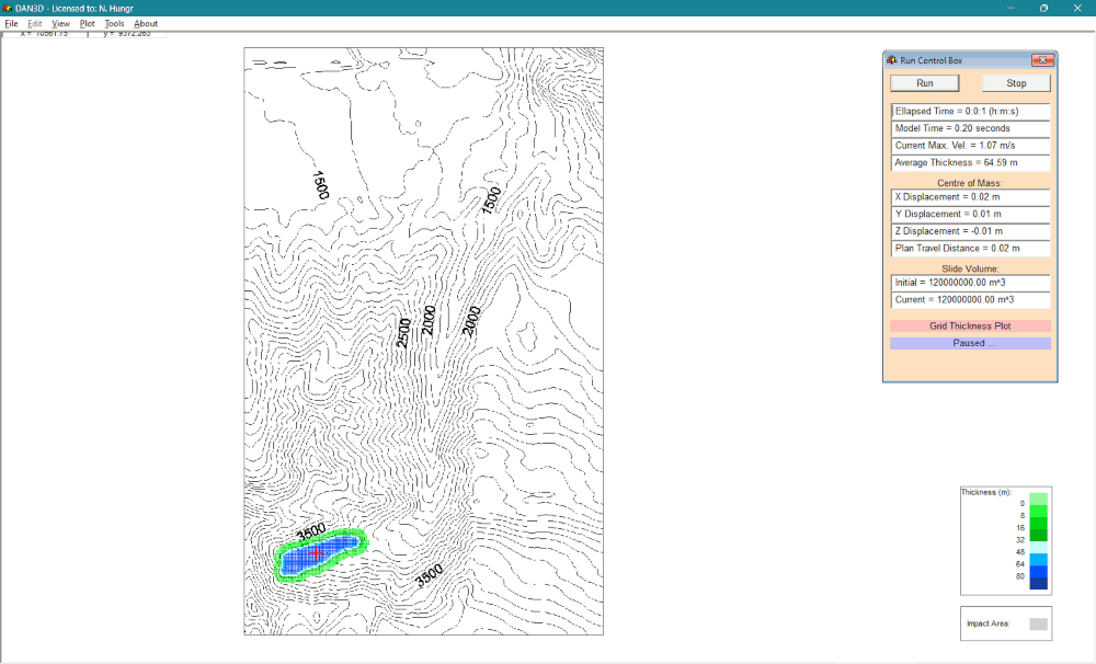Screenshots of 2D runout analysis