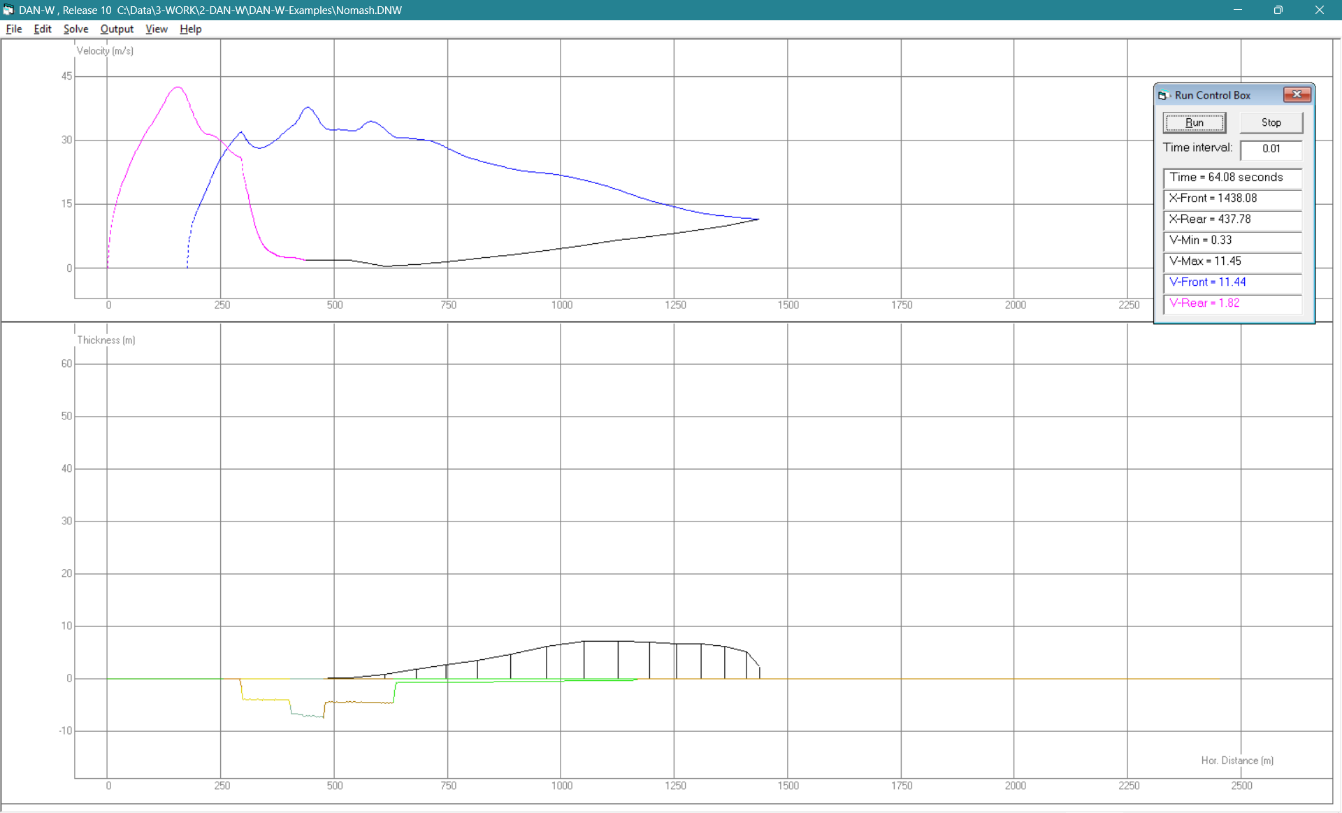 Velocity and thickness profiles